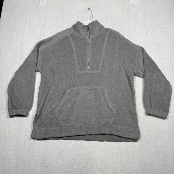 Old Navy Other - Old Navy Gray Sherpa Fleece Quarter Zip Pullover Kangaroo Pocket Mens Medium